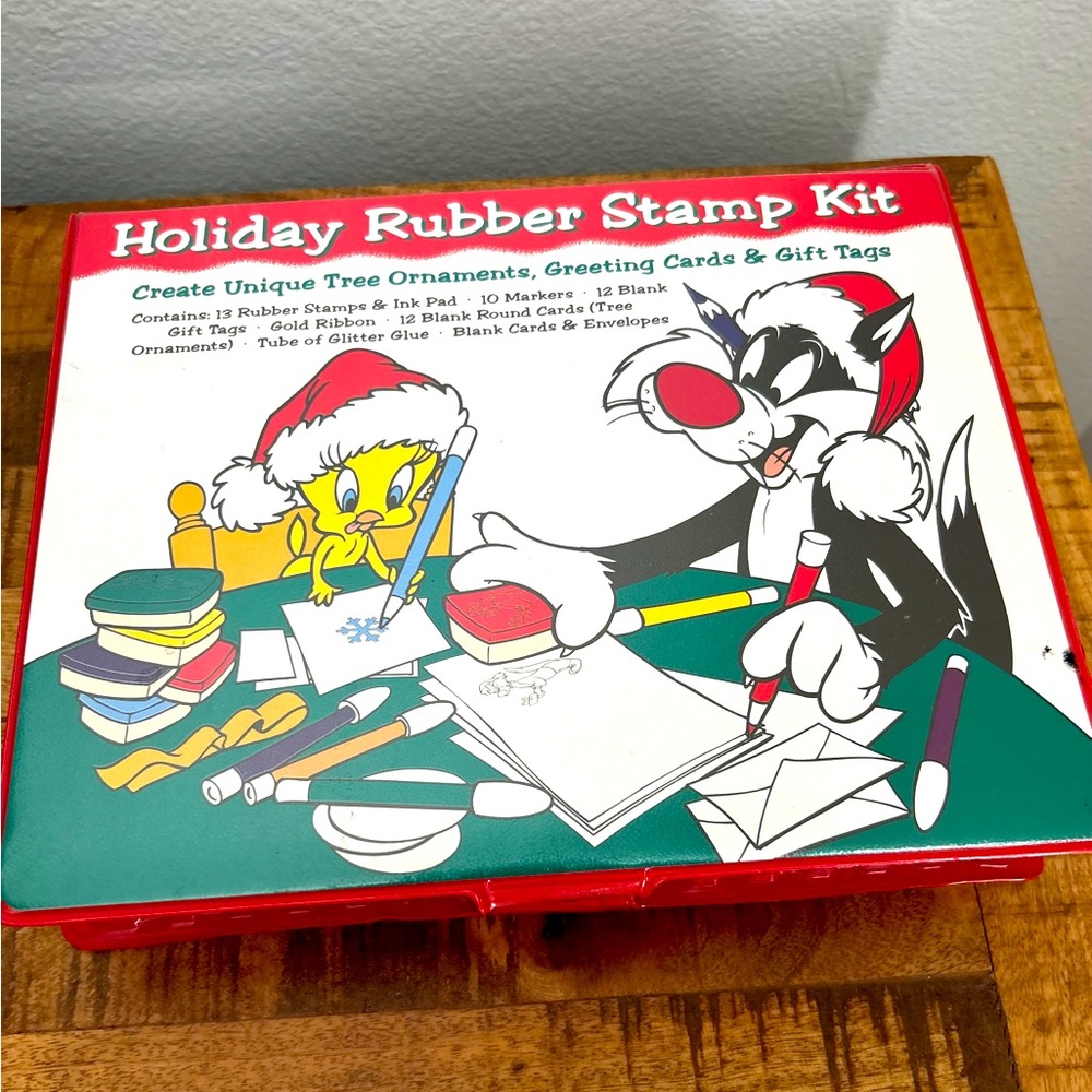 Tweety & Sylvester Holiday Rubber Stamp Kit Warner Bros Studios Vintage 1996